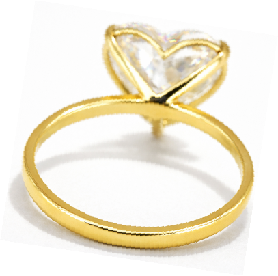 ラボグロウンホワイトダイヤモンドイエローゴールドハートリング