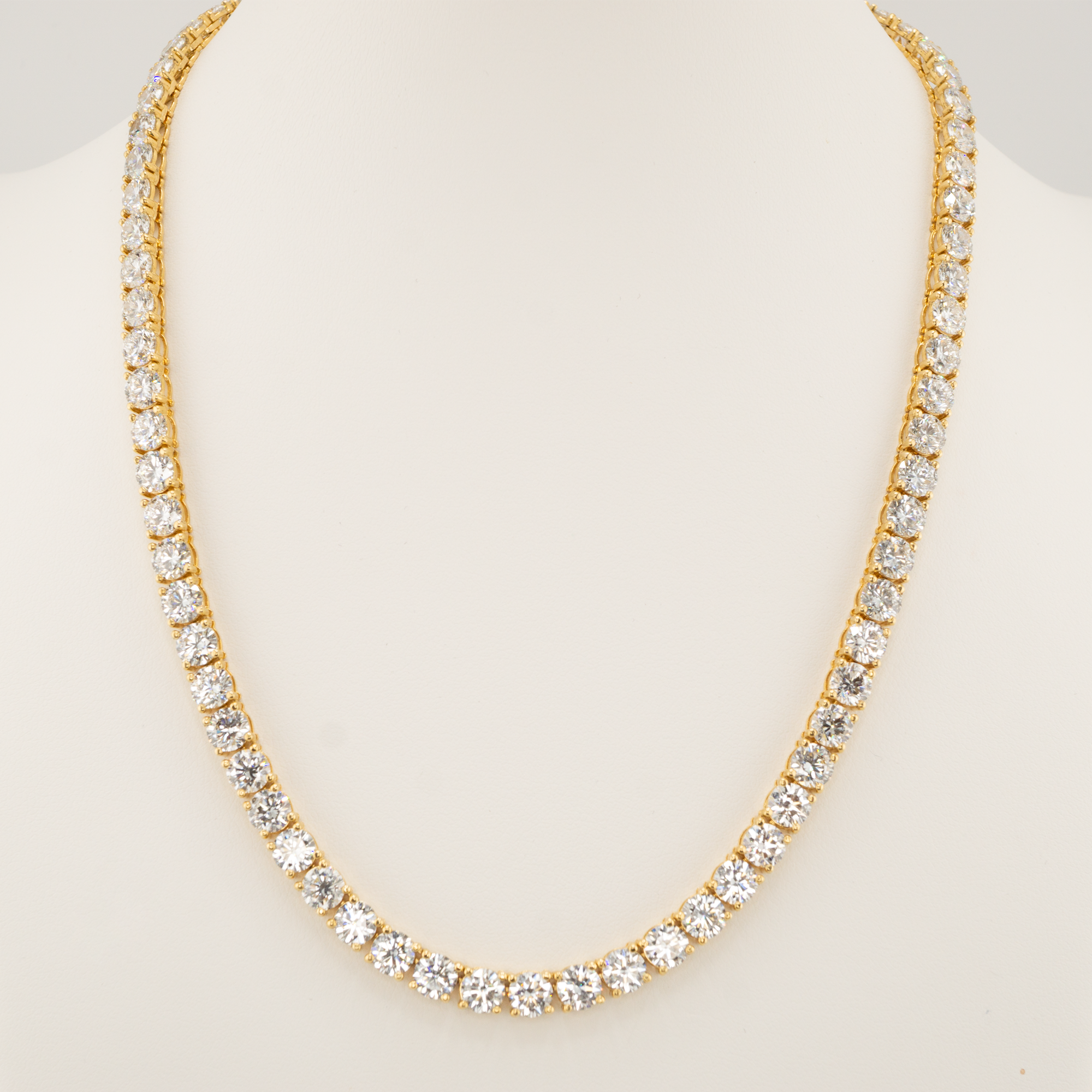 ラボグロウンダイヤモンド ゴールドテニスネックレス ラウンド - 42ct