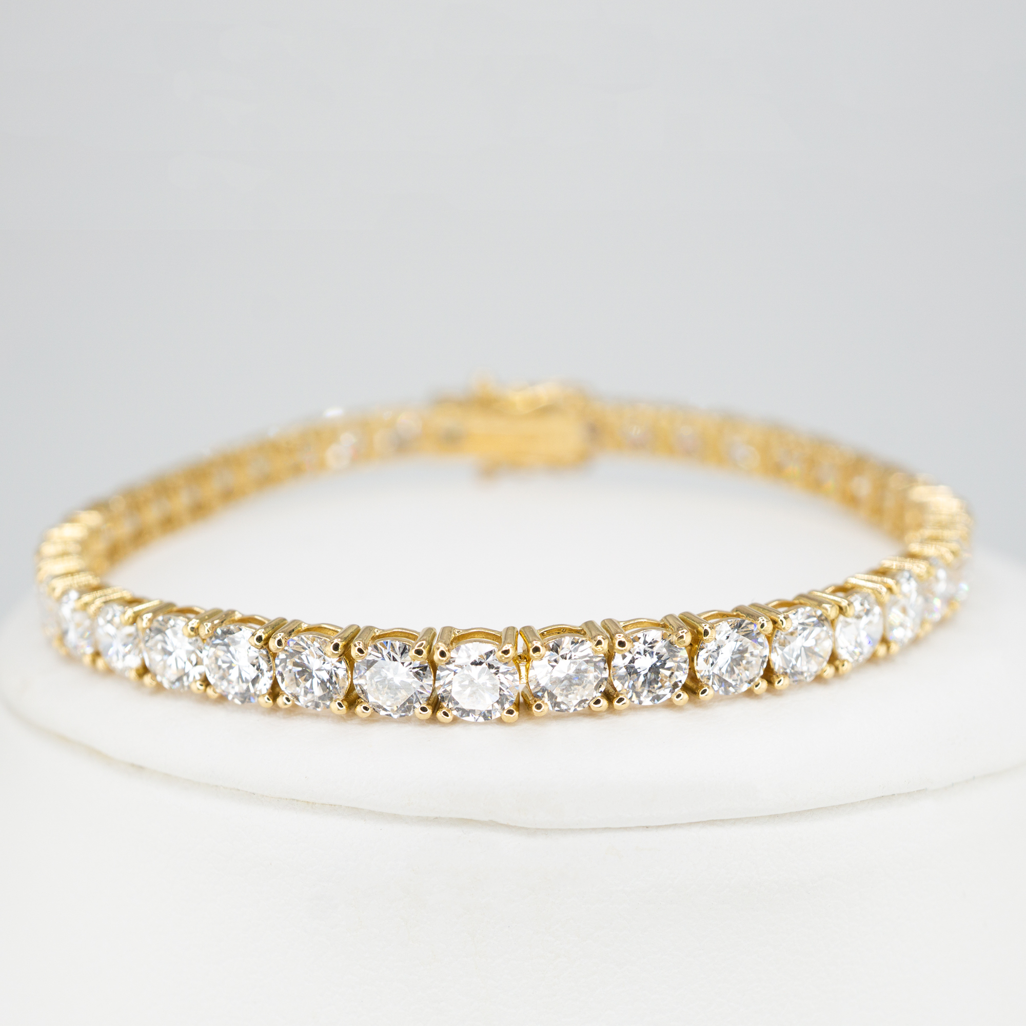 ラボグロウンダイヤモンド ゴールドテニスブレスレット スクエア - 10ct