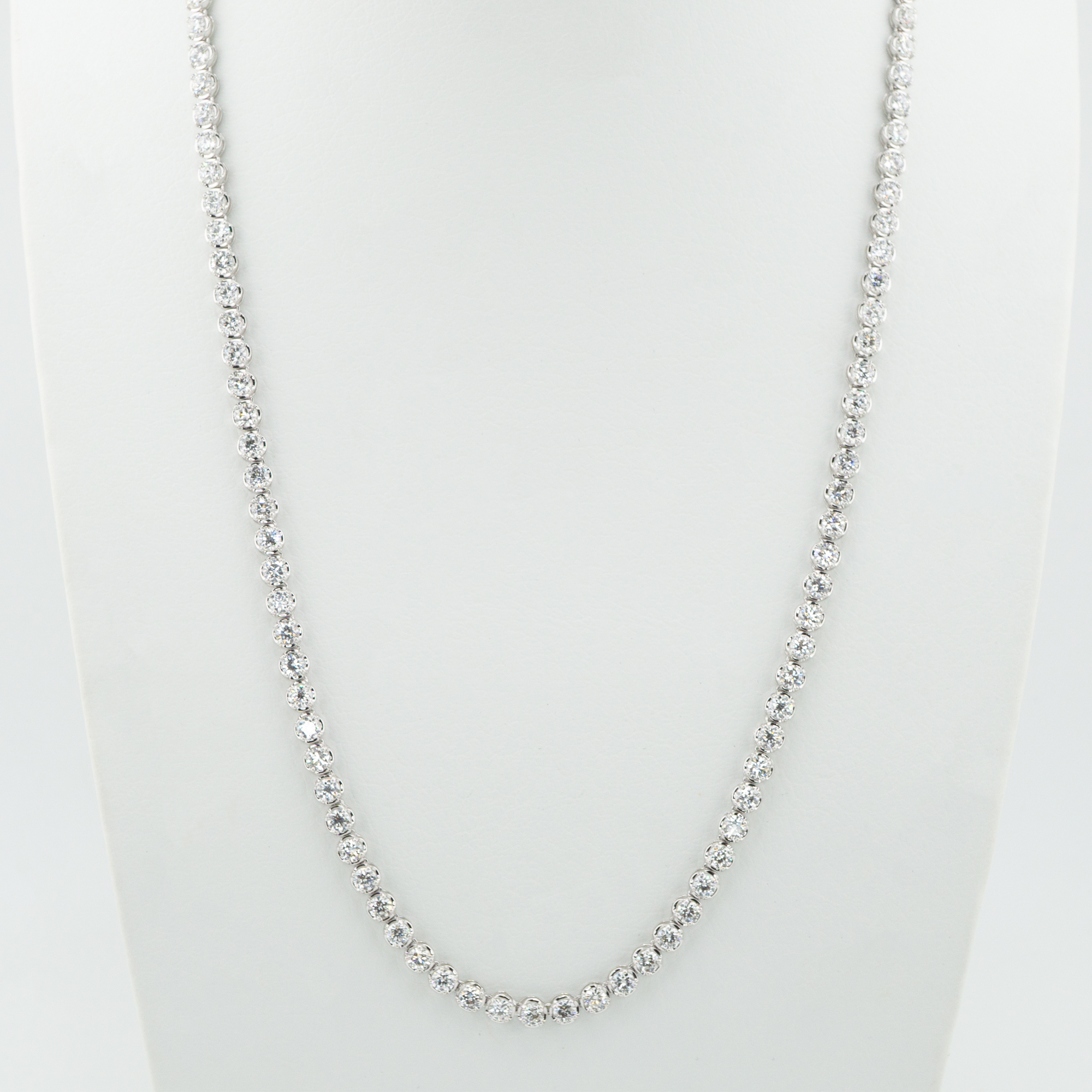 ラボグロウンダイヤモンド ゴールド テニスネックレス ラウンド - 5ct