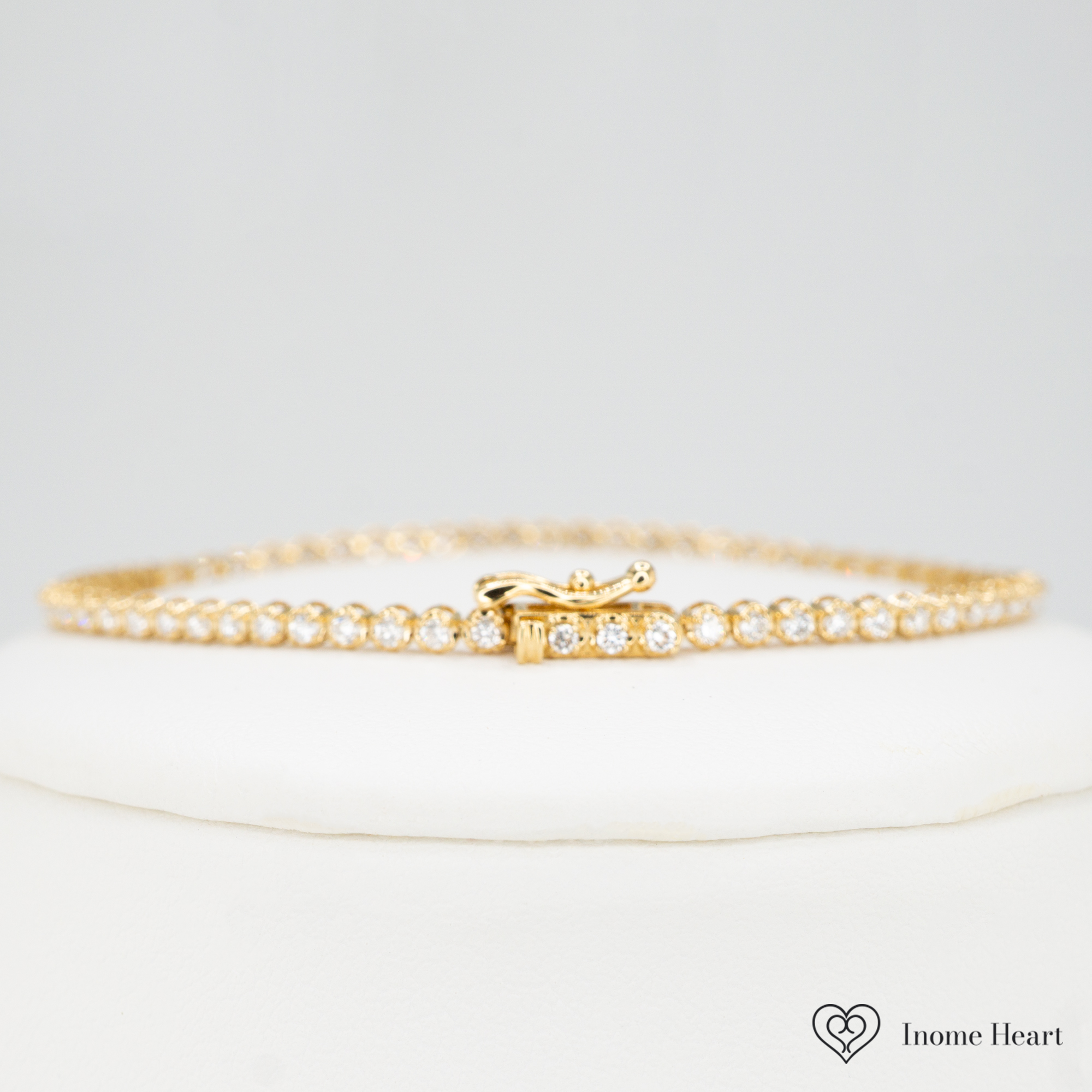 ラボグロウンダイヤモンド ゴールドテニスブレスレット ラウンド - 1ct