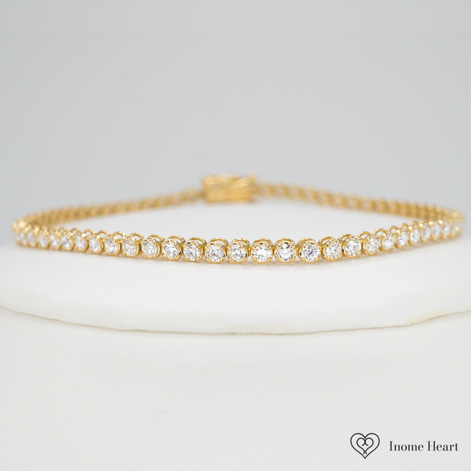 ラボグロウンダイヤモンド ゴールドテニスブレスレット ラウンド - 2ct