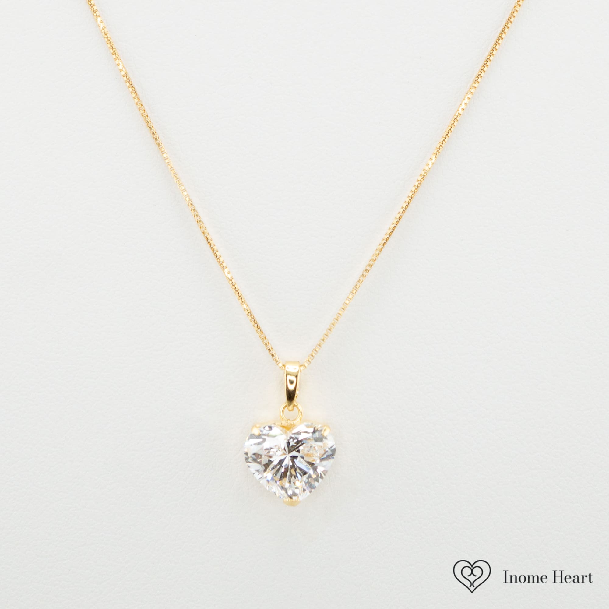 ラボグロウン ダイヤモンド ハート ゴールド ネックレス - 1ct