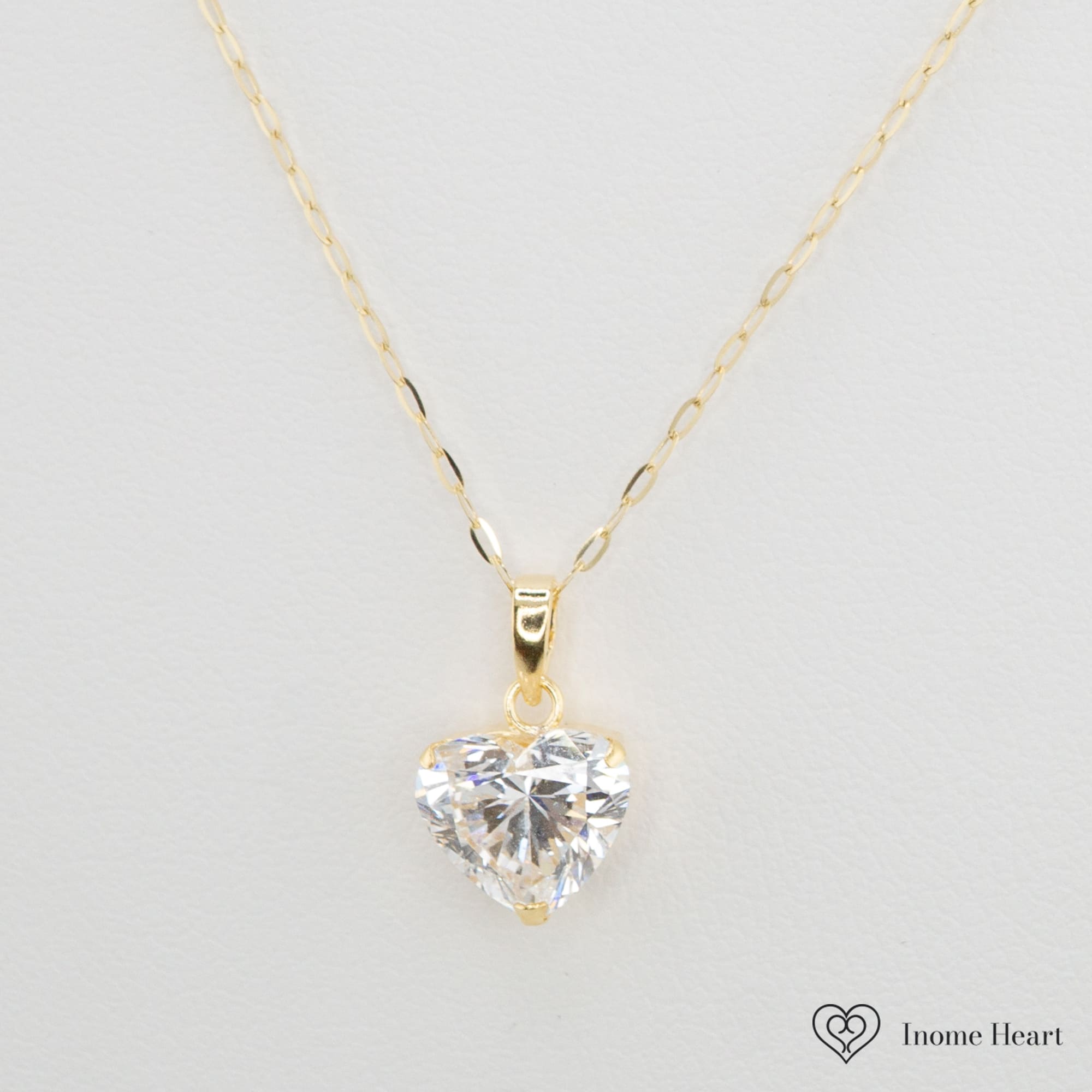 ラボグロウン ダイヤモンド ハート ゴールド ネックレス - 3ct