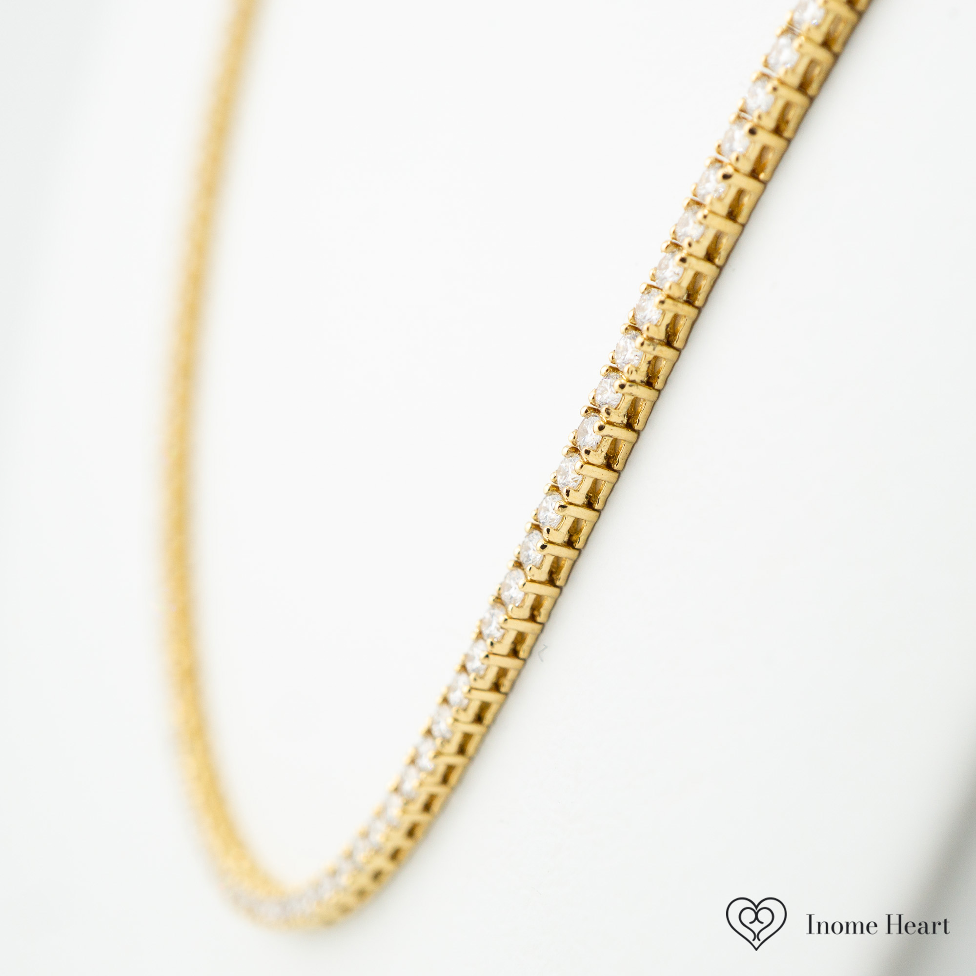 ラボグロウンダイヤモンド ゴールド テニスネックレス スクエア - 5ct