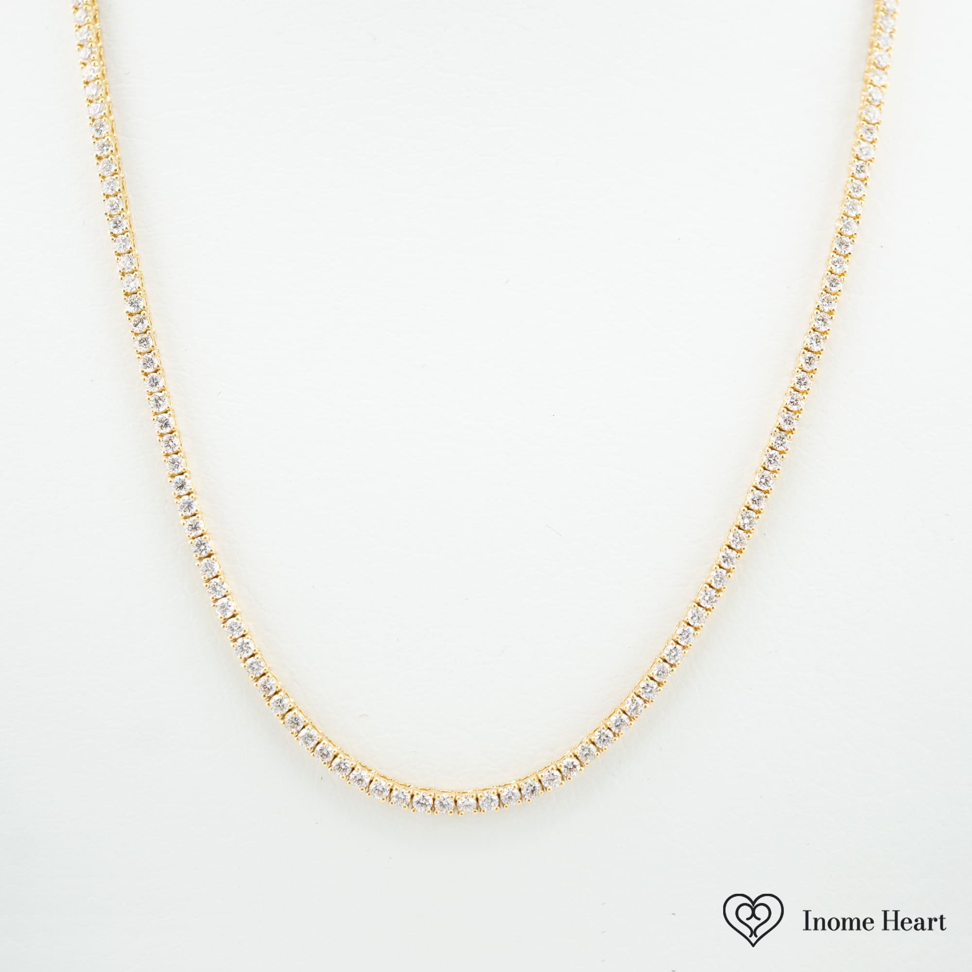 ラボグロウンダイヤモンド ゴールド テニスネックレス スクエア - 5ct