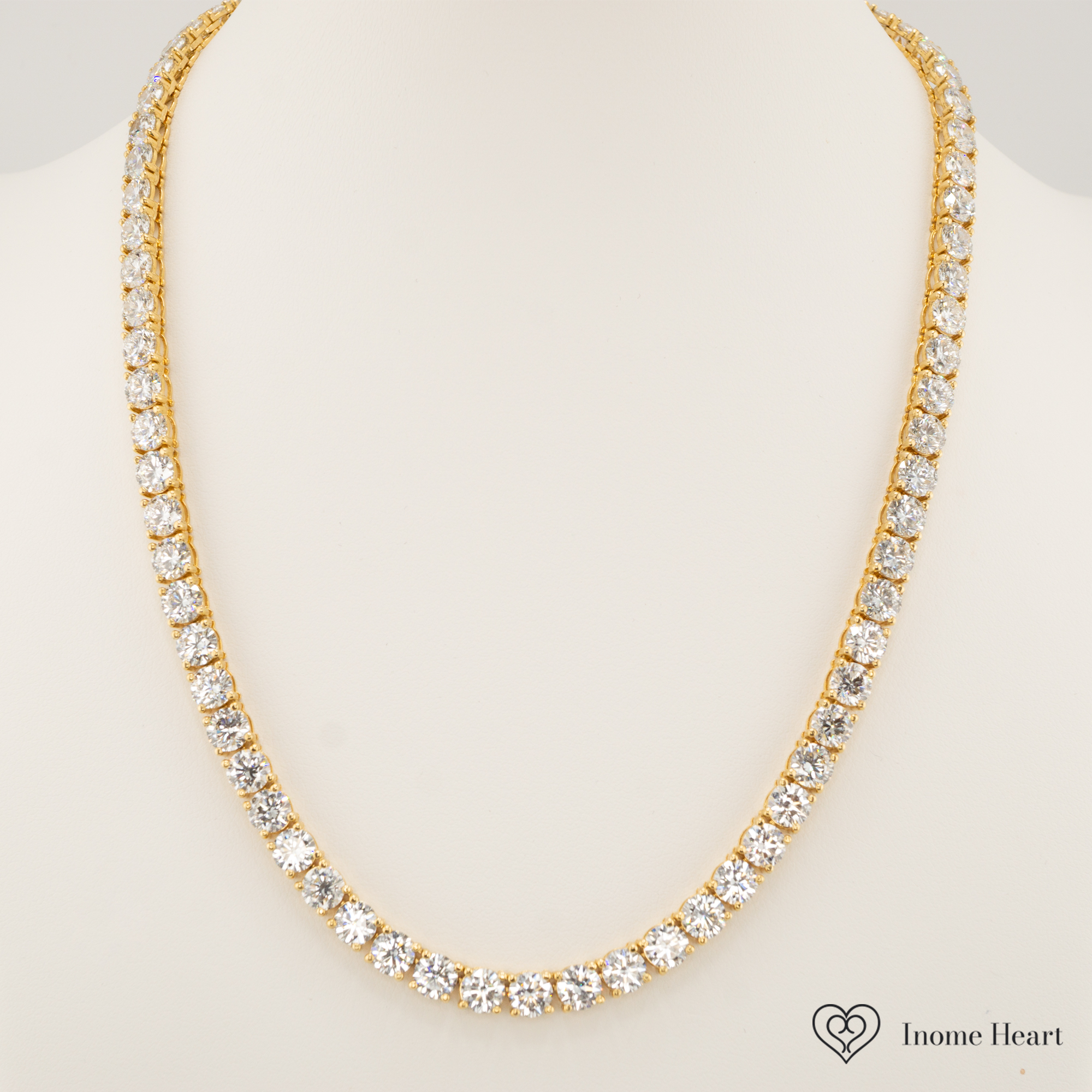 ラボグロウンダイヤモンド ゴールドテニスネックレス スクエア - 42ct