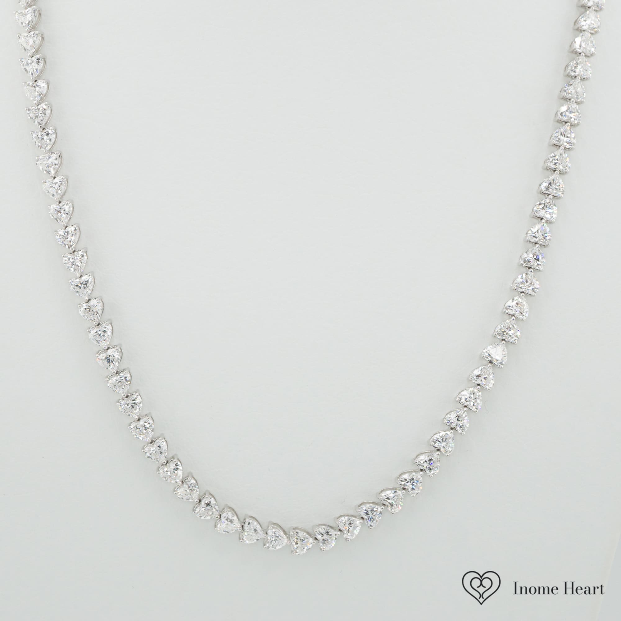 ラボグロウンダイヤモンド ゴールド ハートテニスネックレス - 18.15ct