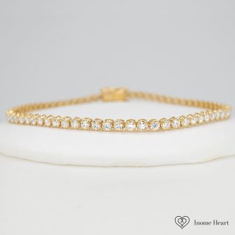 ラボグロウンダイヤモンド ゴールドテニスブレスレット ラウンド - 20ct