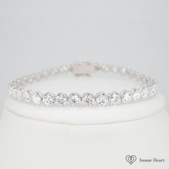 ラボグロウンダイヤモンド ゴールドテニスブレスレット ラウンド - 10ct