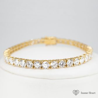ラボグロウンダイヤモンド ゴールドテニスブレスレット スクエア - 10ct