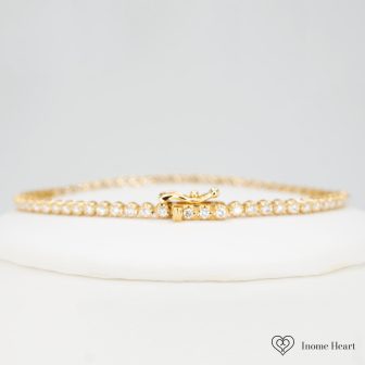 ラボグロウンダイヤモンド ゴールドテニスブレスレット ラウンド - 1ct