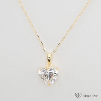 ラボグロウン ダイヤモンド ハート ゴールド ネックレス - 2ct