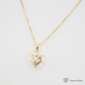 Lab-Grown Diamond Heart Gold Necklace - 3ct