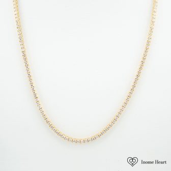 ラボグロウンダイヤモンド ゴールド テニスネックレス スクエア - 5ct