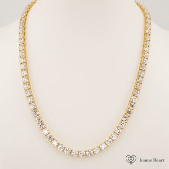 ラボグロウンダイヤモンド ゴールドテニスネックレス スクエア - 42ct