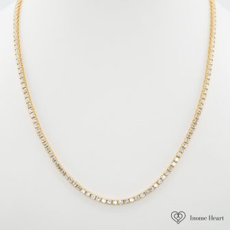 ラボグロウンダイヤモンド ゴールドテニスネックレス スクエア - 15ct