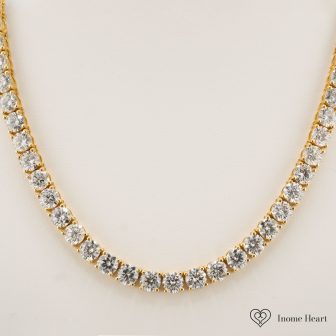 Lab-Grown Diamond Gold Tennis Necklace Round - 42ct