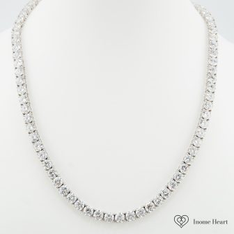 ラボグロウンダイヤモンド ゴールドテニスネックレス ラウンド - 42ct