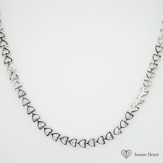 Lab-Grown Diamond Gold Heart Tennis Necklace - 18.15ct
