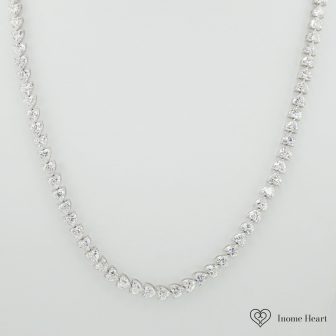 ラボグロウンダイヤモンド ゴールド ハートテニスネックレス - 18.15ct